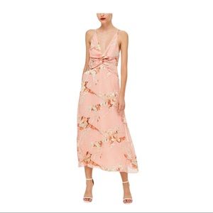 Topshop Peach floral Sz 8 Sleeveless Midi Dress